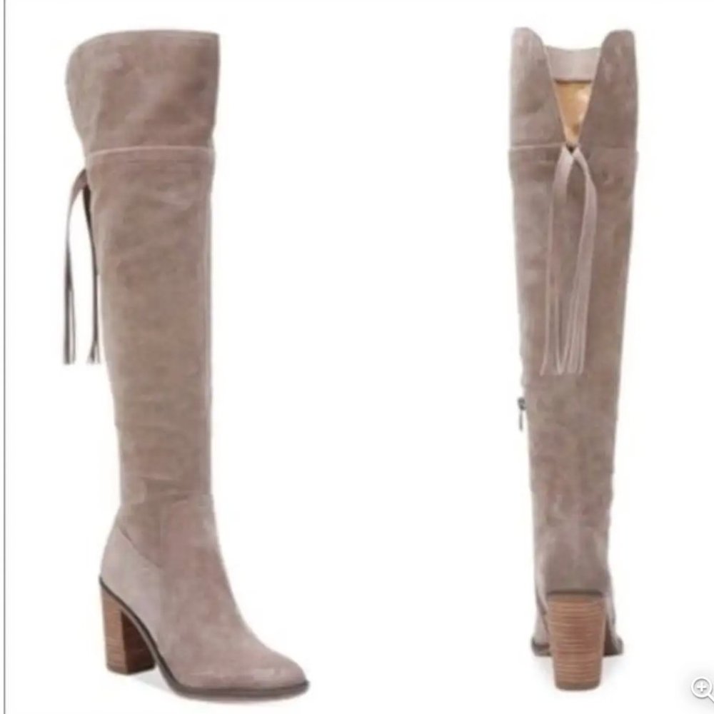 Franco Sarto "Ellyn" Over The Knee Boots Taupe Suede